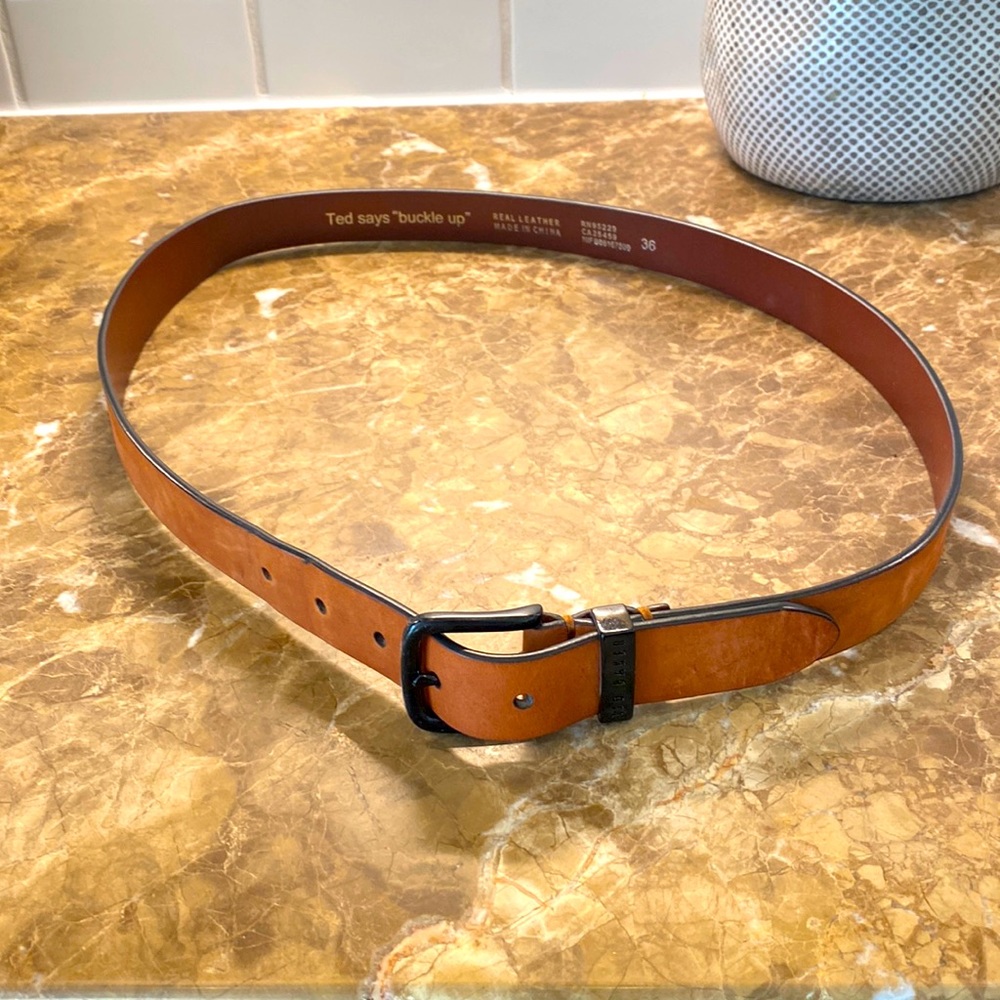 36 brown leather belt, Ted Baker